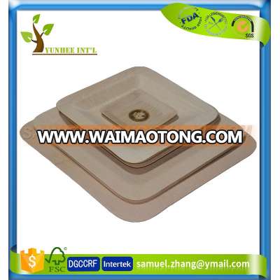 100% Natural Disposable Square Food Serving Bamboo Plate