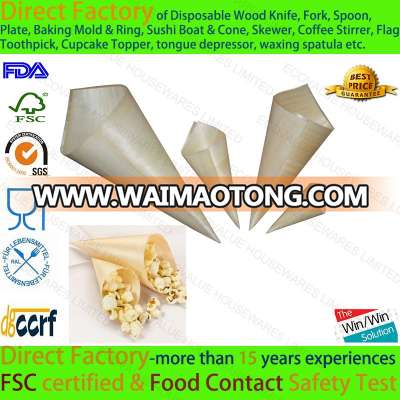 Disposable Pine Wood Fruit Cone Food Cone