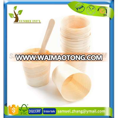 Disposable Compostable Natural Wood Ice Cream Cup